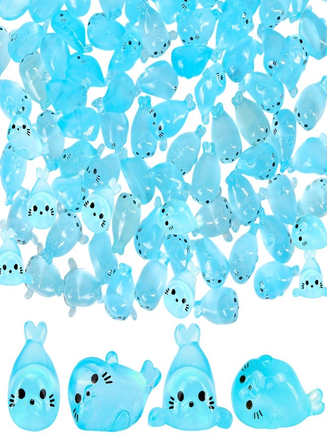 KH866 100pcs Glow-in-The-Dark Mini Resin Ocean Animal Decorations - Luminous Seal Figurines for Fairy Garden, Aquarium, Potted Plants, Desk Display & DIY Crafts - Not a Toy - Image 1